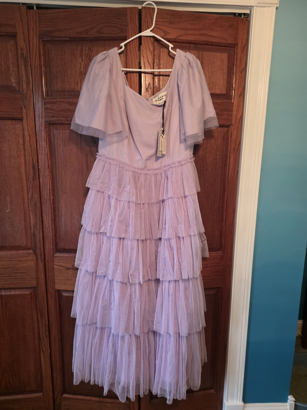 Lavender Tiered Tulle Midi Dress